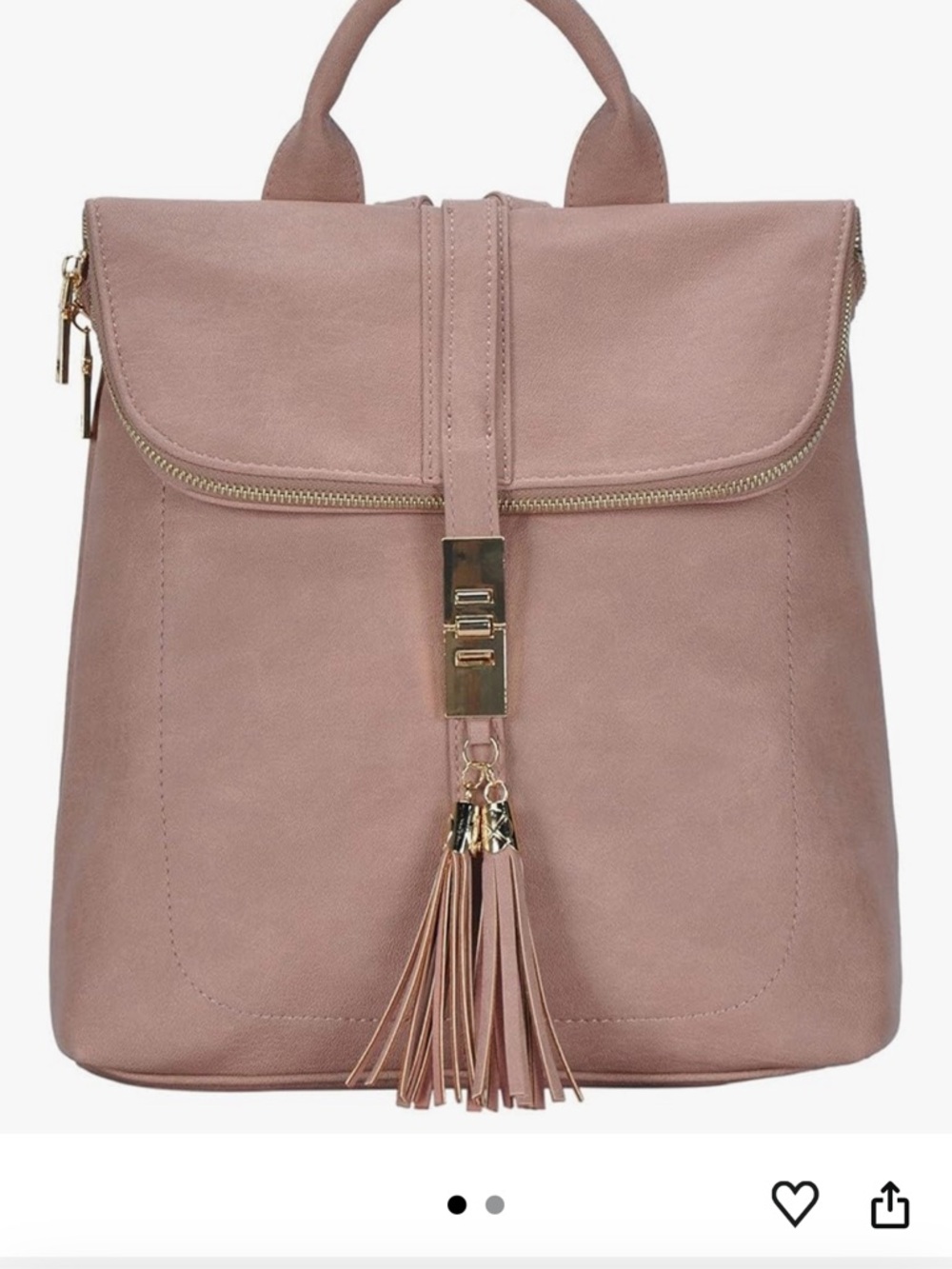 Miztique Blush Pink Tassel Backpack with Gold Accents